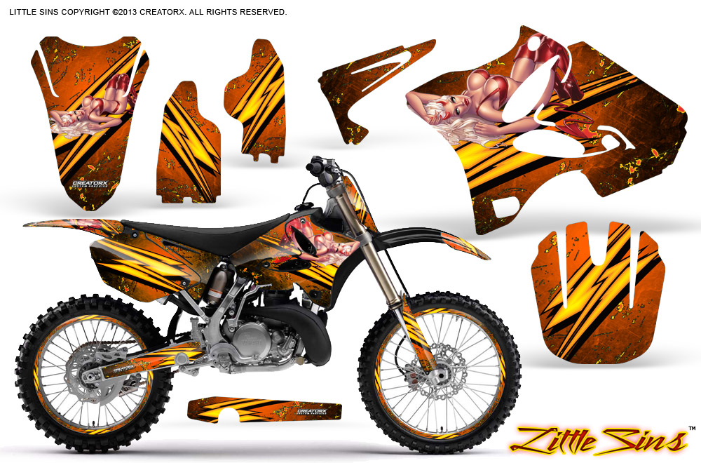 Yamaha YZ125-YZ250 02-12 Graphics Kit Little Sins Orange NP Rims